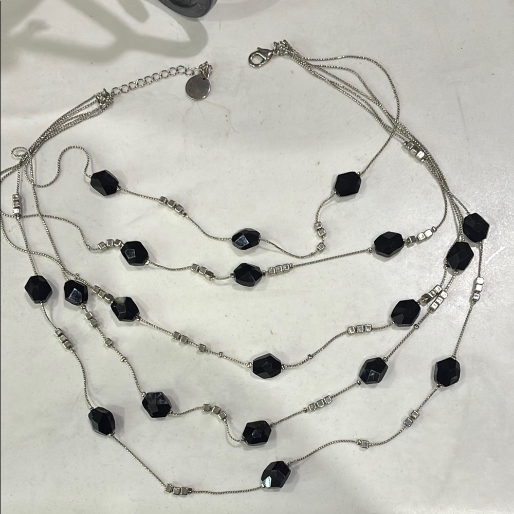 Elegant Black and Silver Necklace